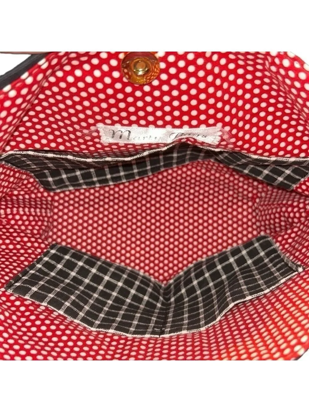 Black and White Fabric Shoulder Bag with Beads by Marty Bags